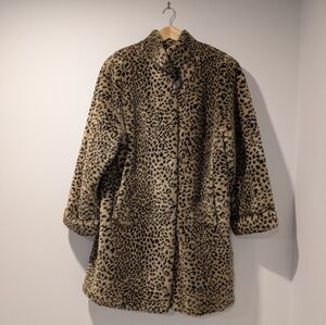 Leopard Print Faux Fur Coat